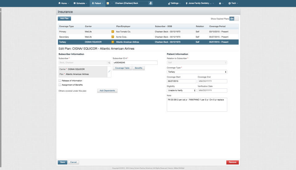 screenshot of Dentrix Ascend